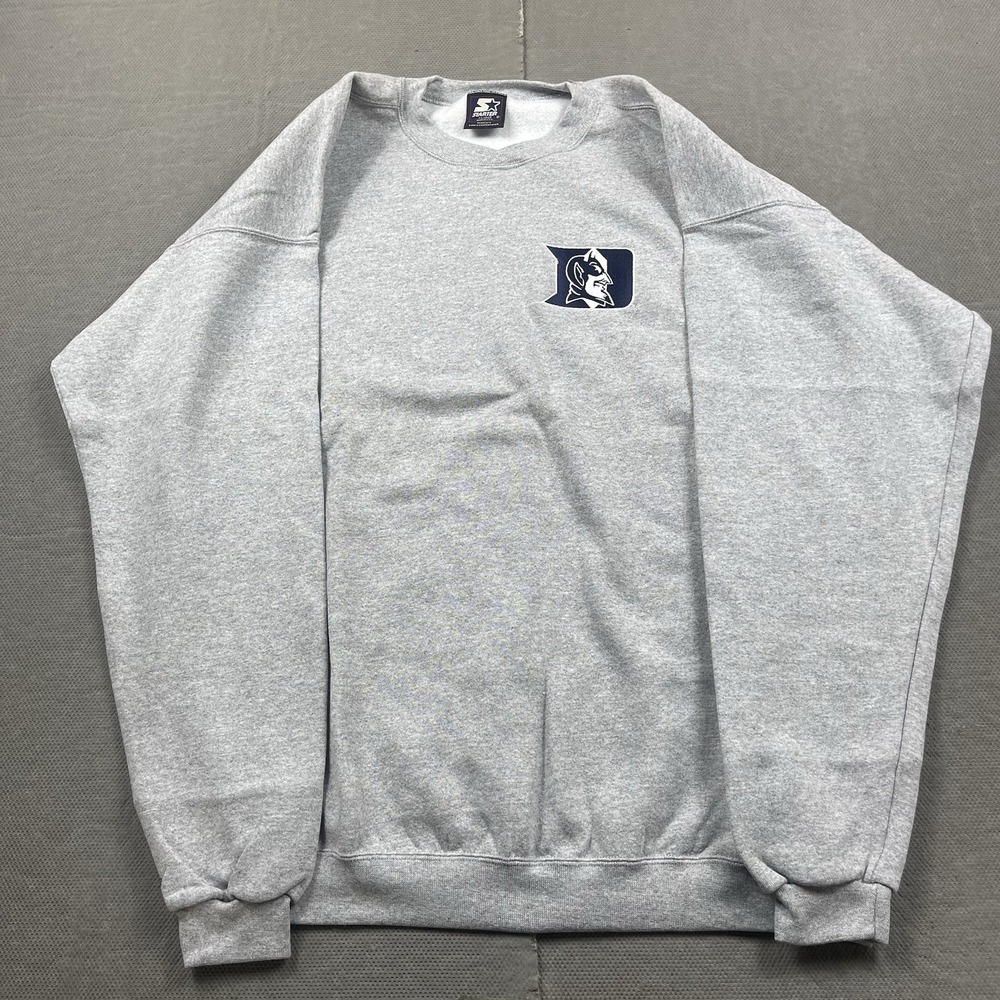 Vintage Starter Duke Blue Devils Sweater Mens XL Gray Crewneck Pullover USA 90s